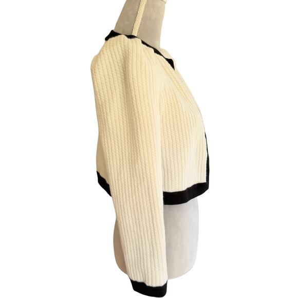 ALICE + OLIVIA Wool Blend Puff Sleeve Cropped Open Cardigan Jacket L - Picture 3 of 10